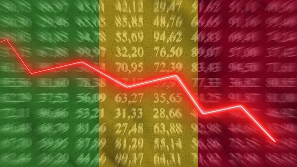 Mali Financial Reduce Economic Reduce Arrow Chart Background Flag Rendering — Stok fotoğraf