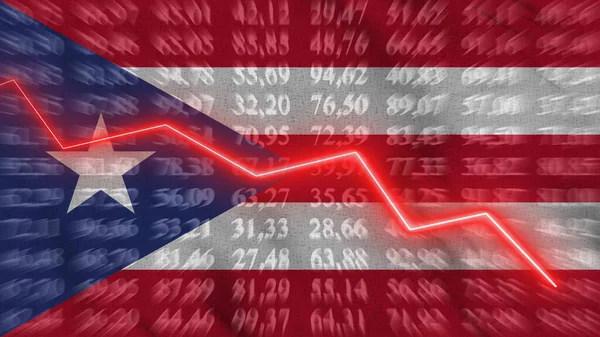 Puerto Rico Financial Reduce Economic Reduce Arrow Chart Background Flag — Stockfoto