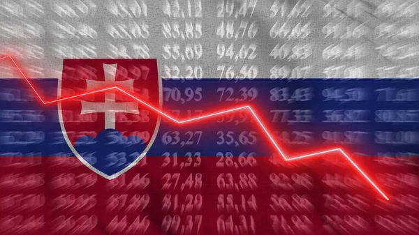 Slovakia Financial Reduce Economic Reduce Arrow Chart Background Flag Rendering — Stockfoto