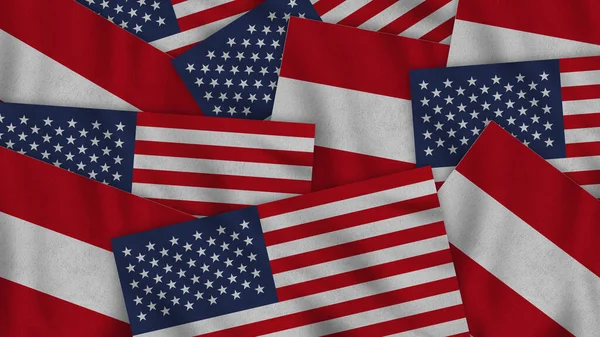 Australia United States America Realistic Texture Flags Together Illustration Together — 图库照片