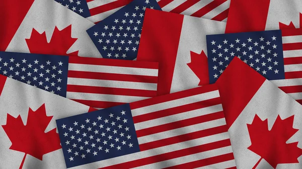 Canada United States America Realistic Texture Flags Together Illustration Together — Foto de Stock