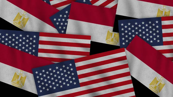 Egypt United States America Realistic Texture Flags Together Illustration Together — Stok fotoğraf