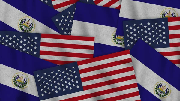 Salvador United States America Realistic Texture Flags Together Illustration Together — Stockfoto