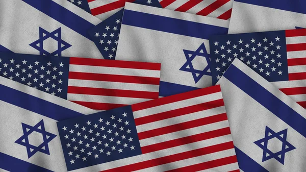 Israel United States America Realistic Texture Flags Together Illustration Together — Foto Stock