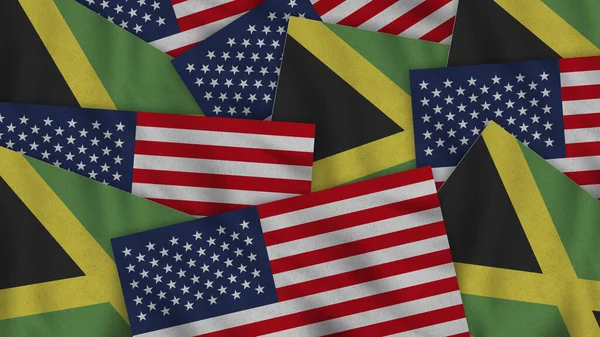 Jamaica United States America Realistic Texture Flags Together Illustration Together — Fotografia de Stock