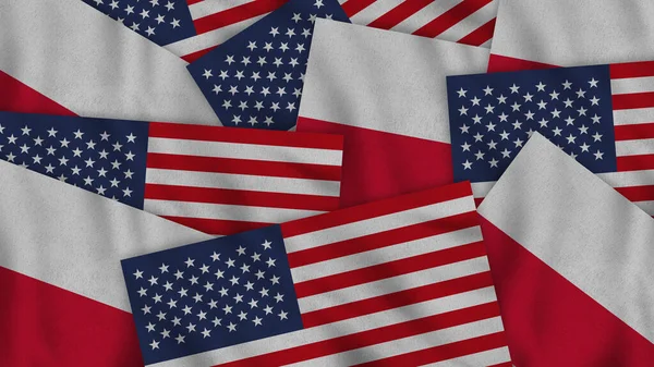 Poland United States America Realistic Texture Flags Together Illustration Together — Stock fotografie