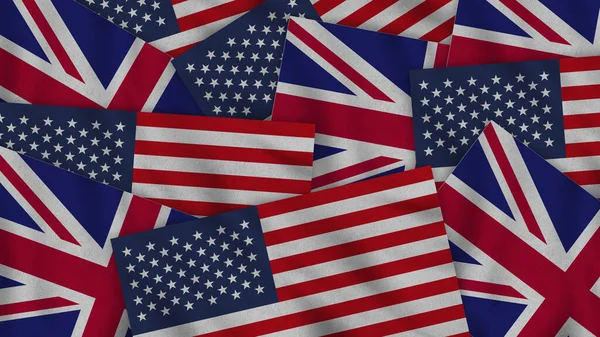 United Kingdom United States America Realistic Texture Flags Together Illustration — Stockfoto