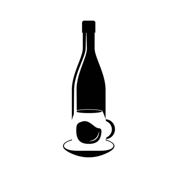 Vino Café Vector Silueta Vector — Vector de stock