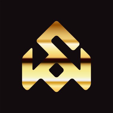 Baş harfleri SW logosu. monogram ve modern tasarım altın rengi ile birleştirildi