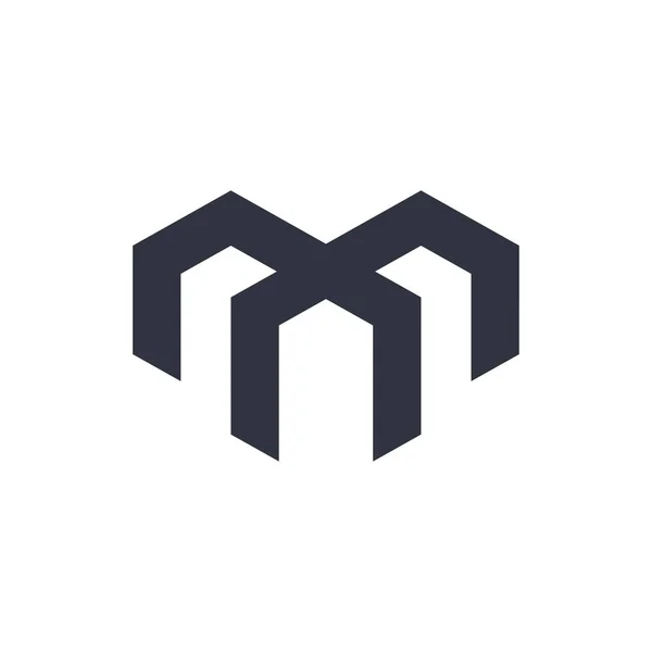 Mm文字ベクトルロゴ インターロックと繰り返し形状を持つ クリーンデザインコンセプト テンプレートのためのロゴタイプ要素 — ストックベクタ