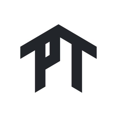 PT harfi vektör logosu, monogram ve ilk şekil, ev gibi tasarım konsepti, temiz ve modern, logo, şablon elementleri.