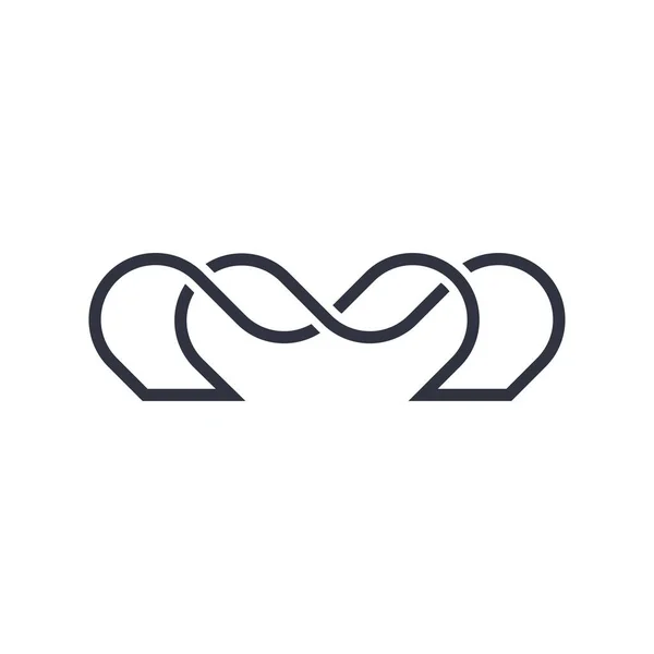 M vektör logosu, birbirine kenetlenen ve tekrarlanan şekiller, temiz tasarım konsepti, logo, şablon elementleri.