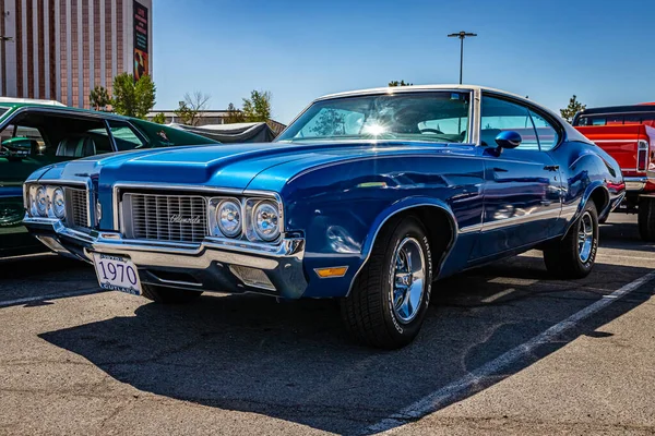 Reno Augusztus 2021 1970 Oldsmobile Cutlass Hardtop Coupe Egy Helyi — Stock Fotó