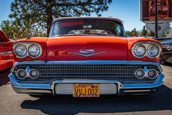 Reno Sierpnia 2021 1958 Chevrolet Impala Kabriolet Lokalnym Pokazie Samochodów — Zdjęcie stockowe