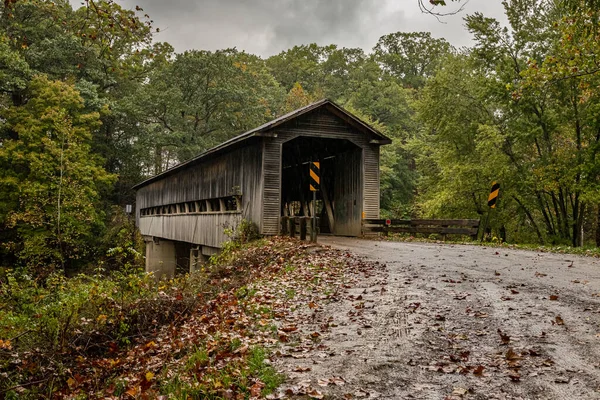 Middle Road Covered Bridge Crosses West Branch Conneaut Creek Autumn — Stock Fotó