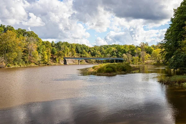 Bridge Grand River Carries Ohio State Highway 534 Autumn Leaf — Stock Photo, Image