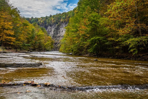 Taughannock Creek Durante Cambio Color Hoja Otoño Región Finger Lakes — Foto de Stock