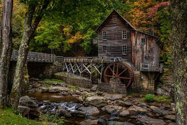 Glade Creek Grist Mill Babcock State Park Autumn Leaf Color — стоковое фото