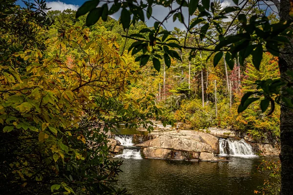 Linville Falls Beroemdste Populairste Waterval Blue Ridge Mountains Grotendeels Dankzij — Stockfoto