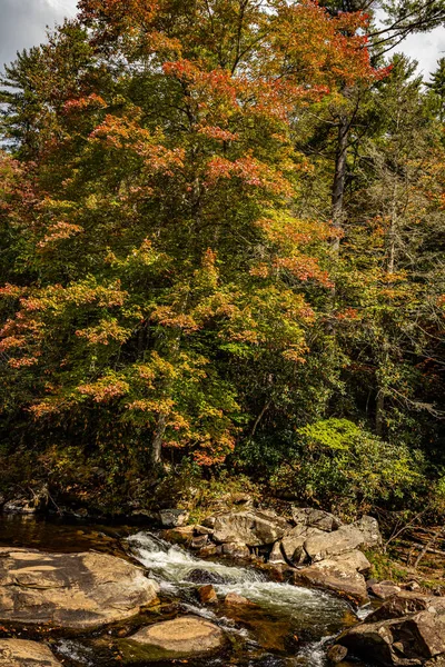 Linville Falls Cachoeira Mais Famosa Popular Nas Montanhas Blue Ridge — Fotografia de Stock