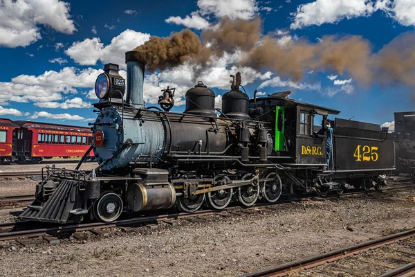 Antonito Agosto 2021 Carvão Queimando Locomotiva Vapor Baldwin Denver Rio — Fotografia de Stock