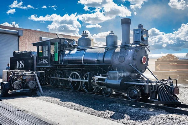 Antonito August 2021 석탄불타는 볼드윈 기관차 덴버와 리오그란데 168 콜로라도 — 스톡 사진
