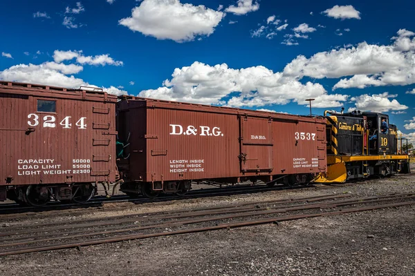 Antonito Agosto 2021 Carro Caixa Frete Vintage Retirado Pátio Ferroviário — Fotografia de Stock