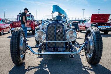 Lebanon, TN - May 13, 2022: Low perspective front view of a customized 1934 Miller V16 Racecar at a local car show.