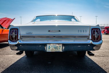 Lebanon, TN - May 13, 2022: Low perspective front view of a 1967 Ford Galaxie 500 2 Door hardtop at a local car show.