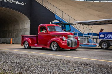 Lebanon, TN - May 14, 2022: Wide angle front corner view of a at a local car show.