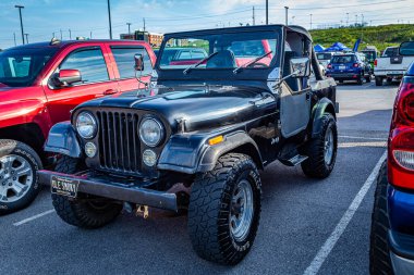 Pigeon Forge, TN - August 25, 2017: Modified Off Road Jeep CJ7 Soft Top at a local enthusiast rally.