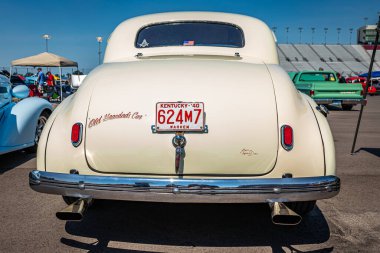 Lebanon, TN - May 13, 2022: Low perspective rear view of a 1940 Chevrolet Special Deluxe Coupe at a local car show.
