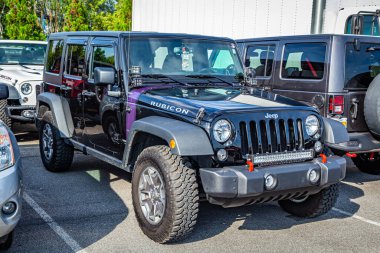 Pigeon Forge, TN - August 25, 2017: Modified Off Road Jeep Wrangler Rubicon Unlimited JK Hardtop at a local enthusiast rally.