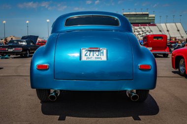 Lebanon, TN - May 13, 2022: Low perspective rear view of a 1947 Chevrolet Fleetmaster Coupe at a local car show.