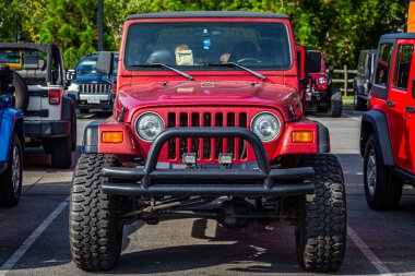 Pigeon Forge, TN - August 25, 2017: Modified Jeep Wrangler TJ Soft Top at a local enthusiast rally.