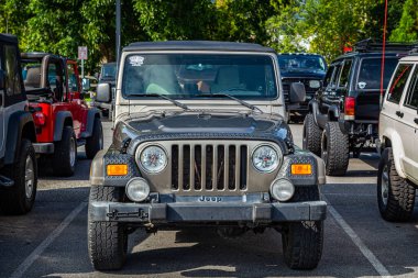 Pigeon Forge, TN - August 25, 2017: Modified Jeep Wrangler Sport TJ Soft Top at a local enthusiast rally.