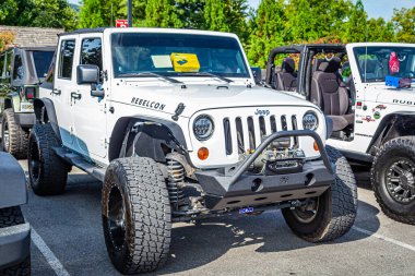 Pigeon Forge, TN - August 25, 2017: Modified Jeep Wrangler Rubicon Unlimited JK Soft Top at a local enthusiast rally.