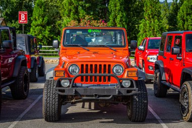 Pigeon Forge, TN - August 25, 2017: Modified Jeep Wrangler Sport TJ Soft Top at a local enthusiast rally.