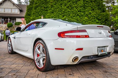 Highlands, NC - June 10, 2022: Low perspective rear corner view of a at a local car show.