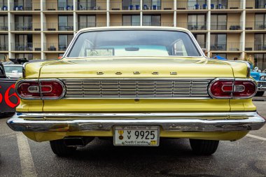 Tybee Island, GA - October 14, 2017: Rear detail view of a 1965 Dodge Dart GT Charger at a local car show.