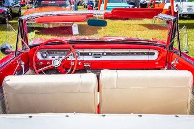 Daytona Beach, FL - November 24, 2018: Interior view of a 1964 Ford Falcon Futura Convertible at a local car show.