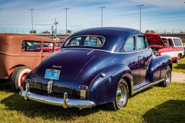 Daytona Beach, FL - November 24, 2018: Rear corner view of a 1948 Chevrolet Series 2100 FK Fleetmaster Coupe at a local car show.
