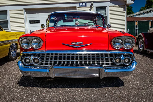 Falcon Heights June 2022 Low Perspective Front View 1958 Chevrolet — стокове фото