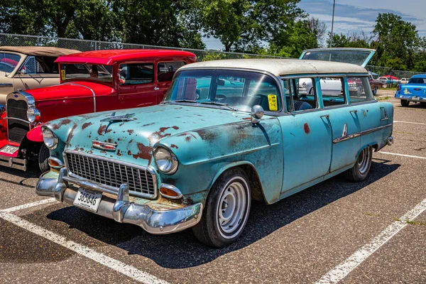 Falcon Heights Juni 2022 Hoog Perspectief Vooraanzicht Chevrolet Belair Station — Stockfoto