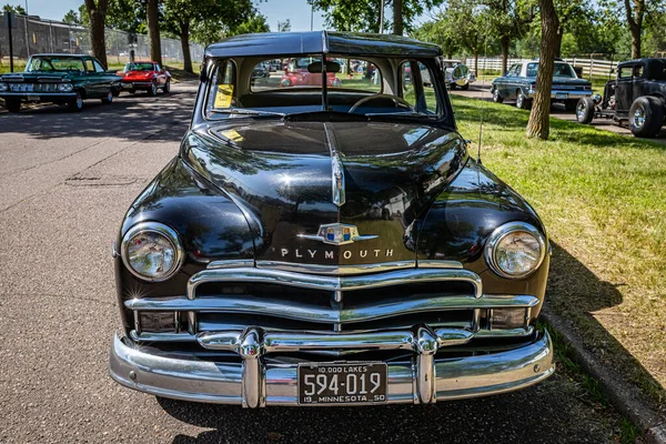 Falcon Heights June 2022 High Perspective Front View 1950 Plymouth — Stock Photo, Image