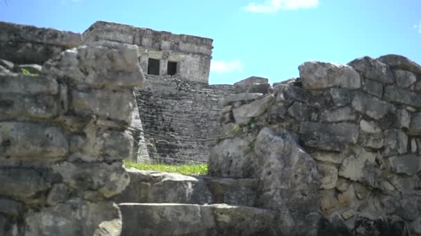 Antiche rovine maya Tulum Yucatan, Messico. Rovine di Tulum per i turisti. — Video Stock