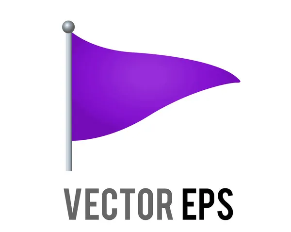 Vector Aislado Triangular Gradiente Púrpura Icono Bandera Con Polo Plata — Vector de stock