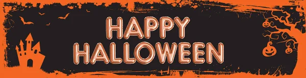 Halloween Web Banner Billboard Size Orange Grungy Border Template Background — Stock Photo, Image