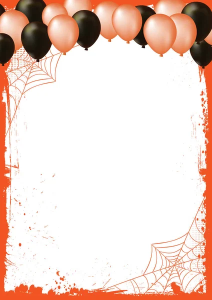 Sfondo Verticale Del Banner Halloween Vuoto Con Palloncini Aria Rete — Foto Stock