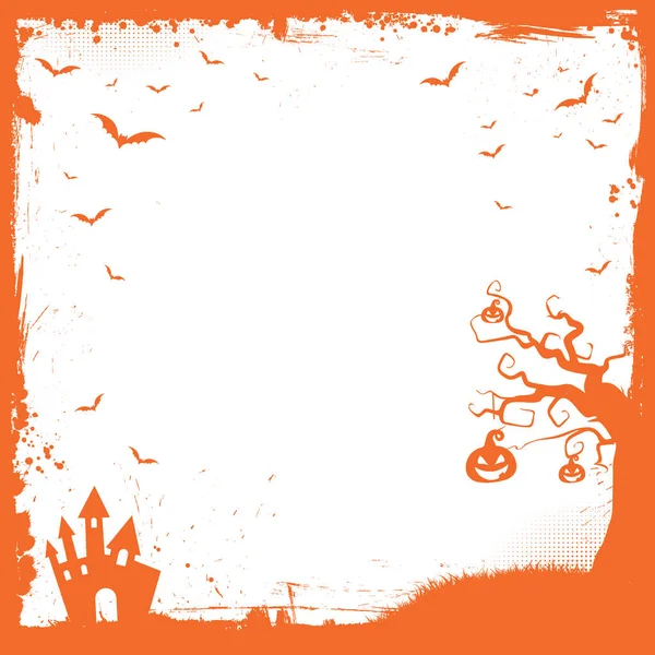 Kwadratowych Szablon Transparent Halloween Dyni Straszny Dom Latający Nietoperz Granicy — Zdjęcie stockowe
